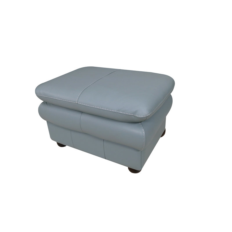 Strauss Upholstered Ottoman, Aqua