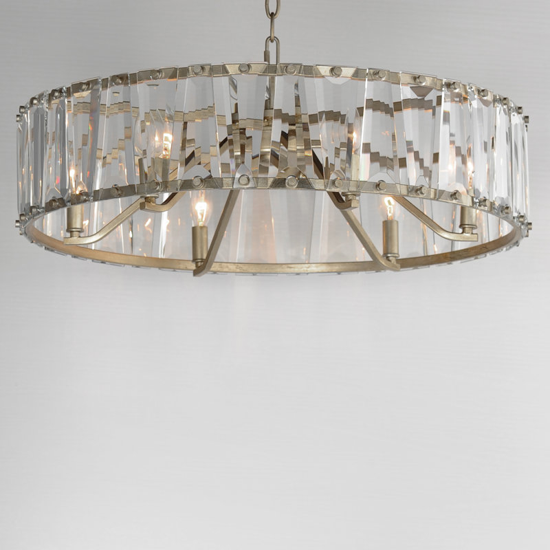6 - Light Steel Drum Chandelier, Golden Silver