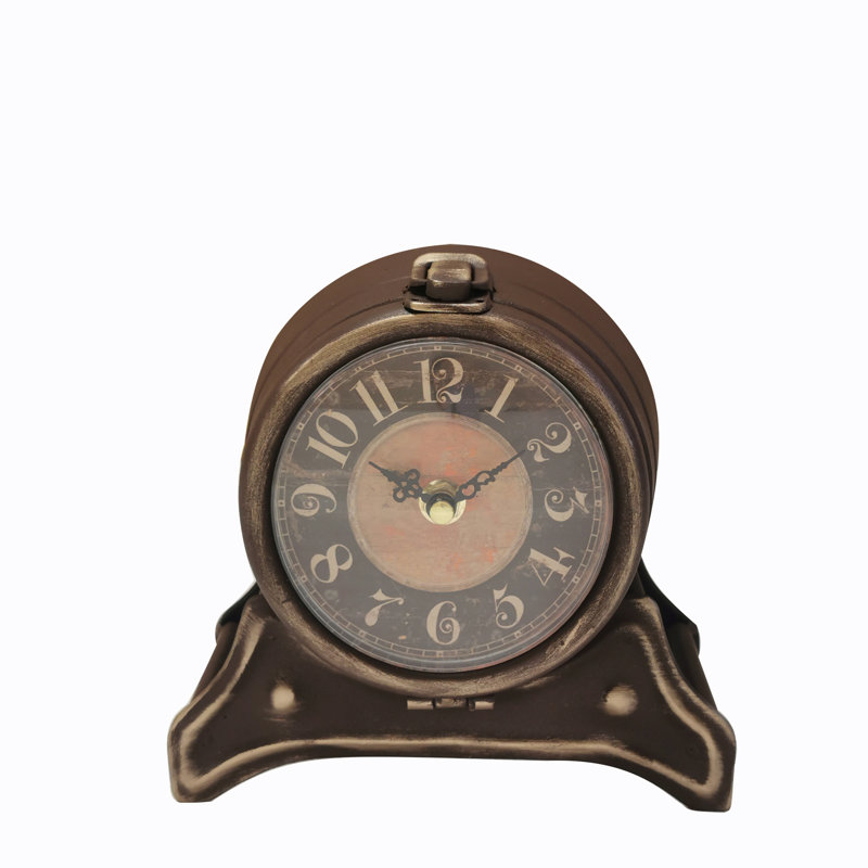 Analog Metal Quartz Movement / Crystal Tabletop Clock in Brown