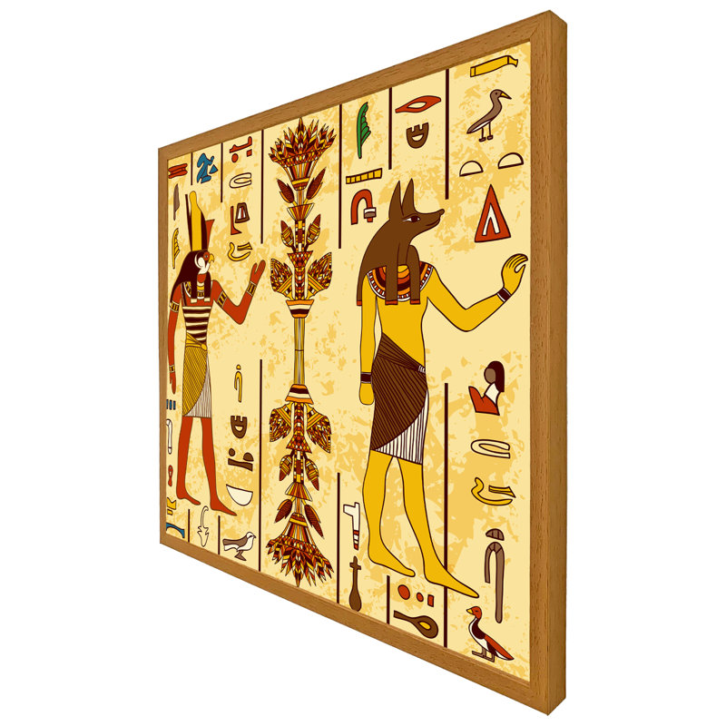 Leena Egyptian Drawings - Single Picture Frame Print, 61cm H x 61cm W x 4cm D, Oak Framed