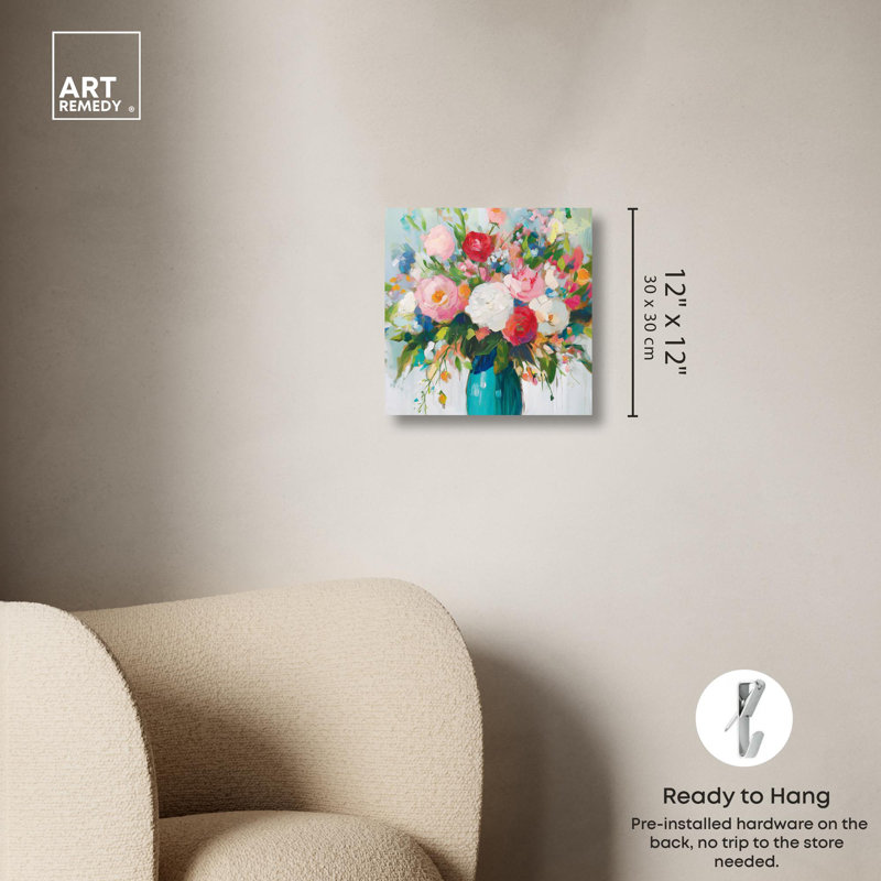 Nature's Colorful Canvas Modern Flower Vases Wrapped Canvas Art