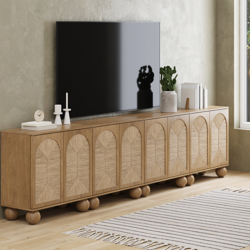 Seagrass Storage Cabinet Set Or TV Stand, Light Brown