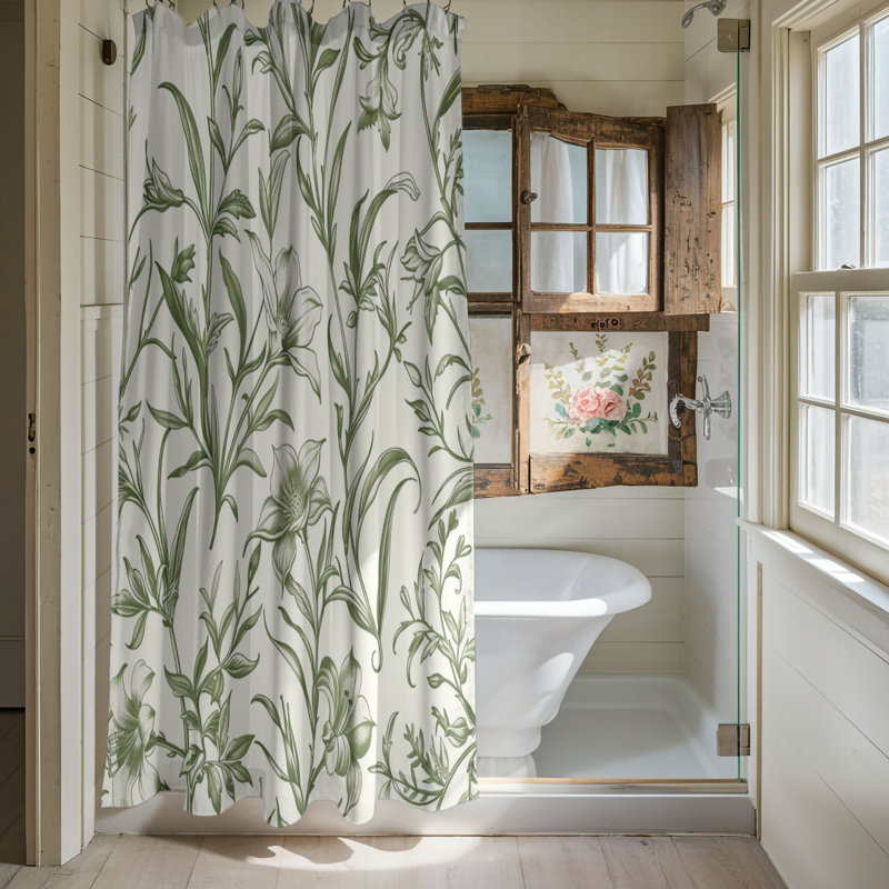 Rideau de douche standard 1 pièce Irish Flora Motifs, H 74 po x l 71 po