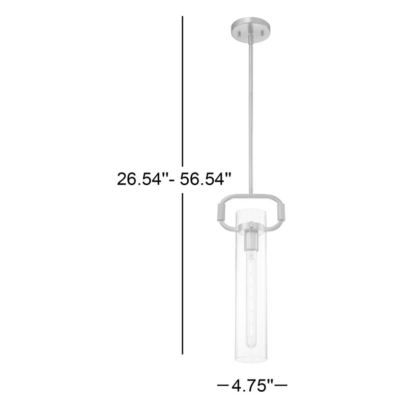 Luminaire suspendu cylindrique à 1 lumière Shay, Noir mat