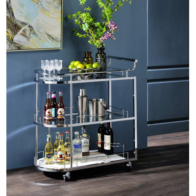 Martavious Bar Cart in Clear and Chrome