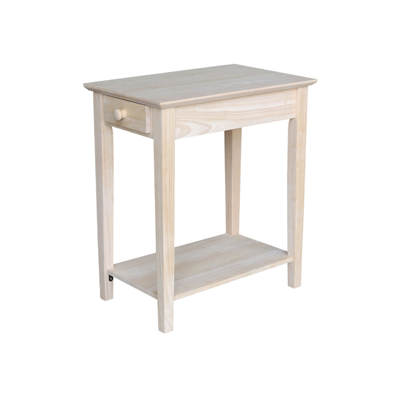 Table de bout en bois massif avec rangement Sunbury, Brut