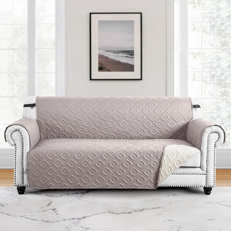 Reversible Water Resistant Sofa Protector - Dual Color Quilted Slipcover, 179cm H x 280cm W - (3 Seater), Beige/Cream