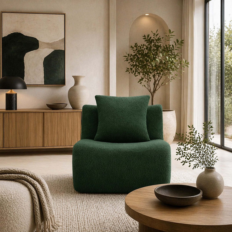 Canapé sans accoudoirs avec coussin en tissu vert, Vert