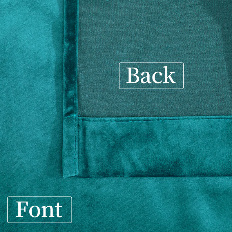 Desoto Velvet Room Darkening Curtain Pair, 52" W x 96" L, Peacock Blue