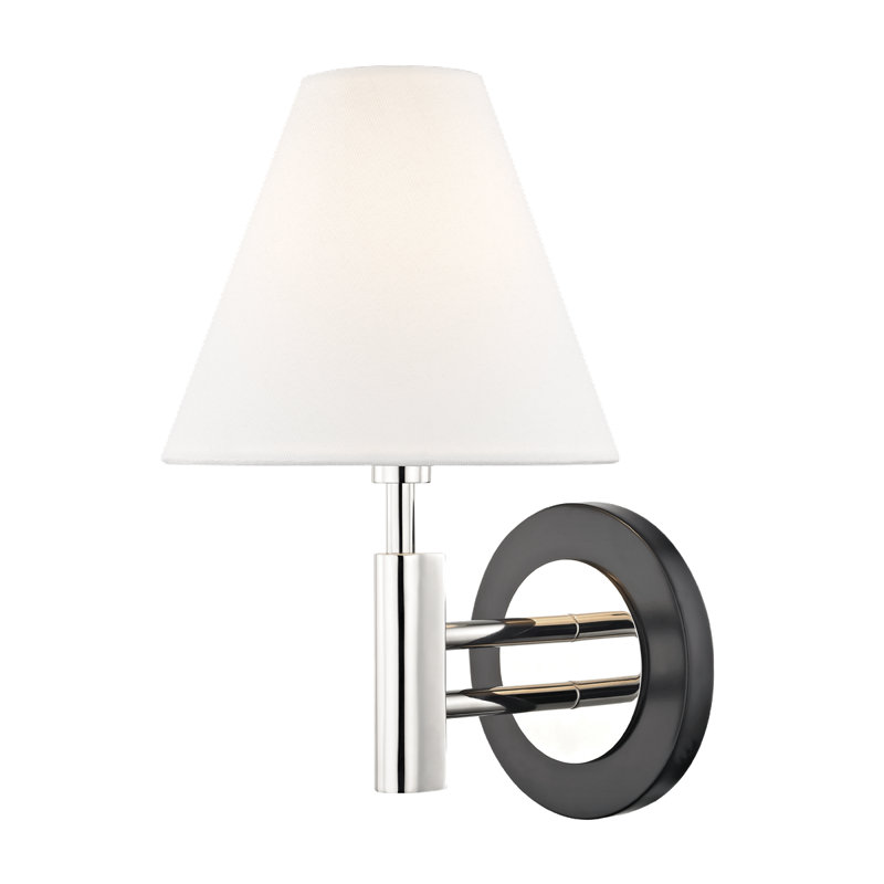 Robbie Steel Candle Wall Light, Polished Nickel/Black