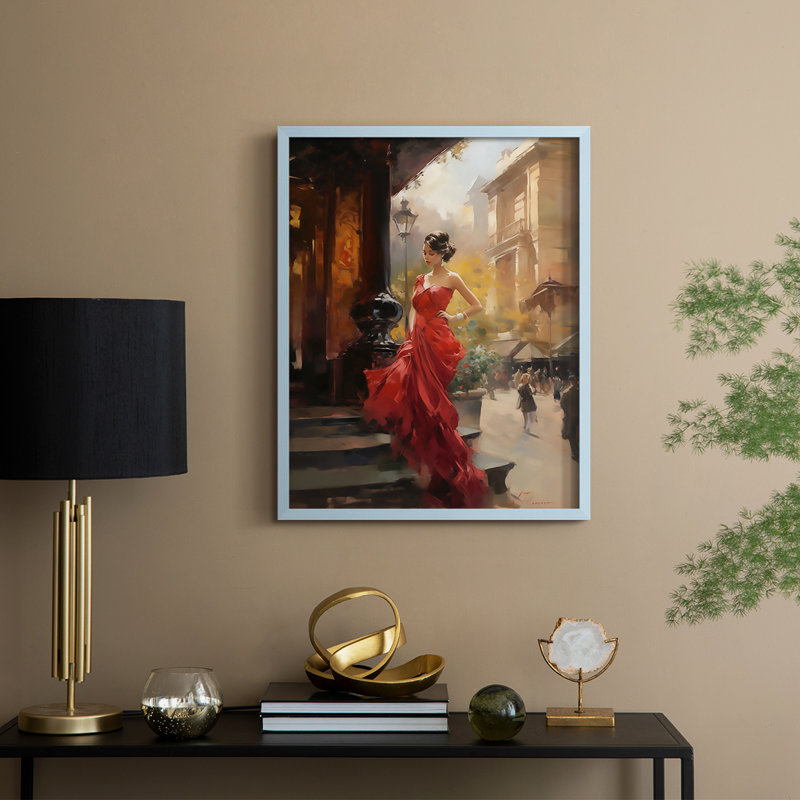 Reproduction encadrée WOMEN Series CDLXV - bois massif, H 21 po x l 17 po, Bleu
