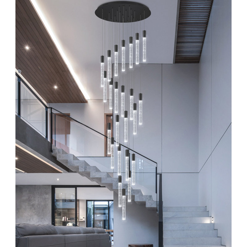 Lustre en cristal, Noir, 24, H 157 po x l 23,6 po x P 23,6 po