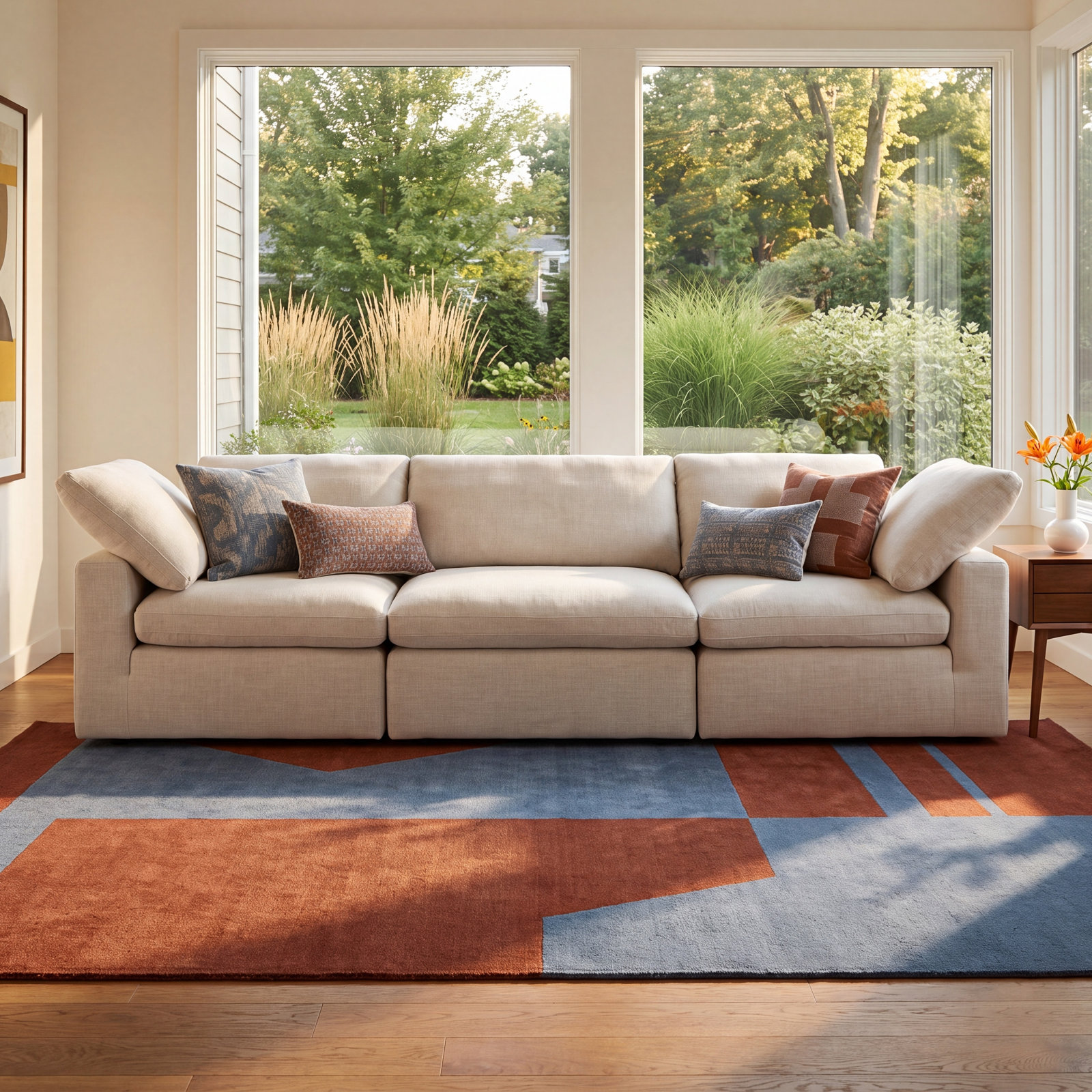 Asher 118" Linen Modular Sectional, Ivory
