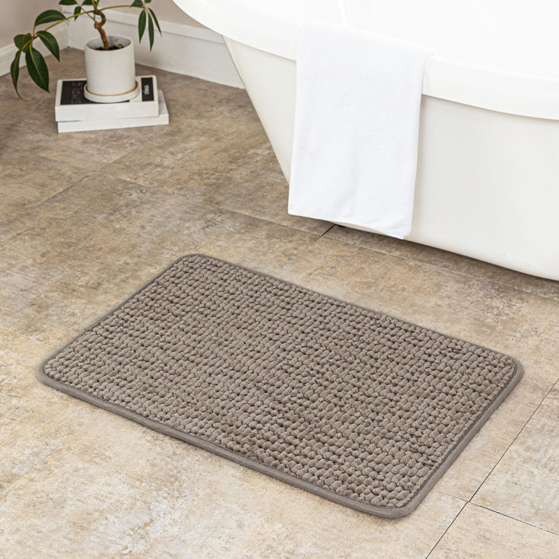 Tapis pour salle de bain en velours côtelé ultra doux et absorbant, 20"W x 32"L, Gris fumée
