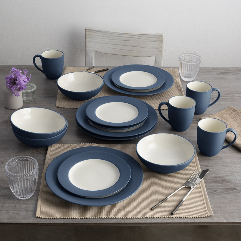 Noritake Colorwave 16-Piece Rim Dinnerware Set, Service for 4, Blue