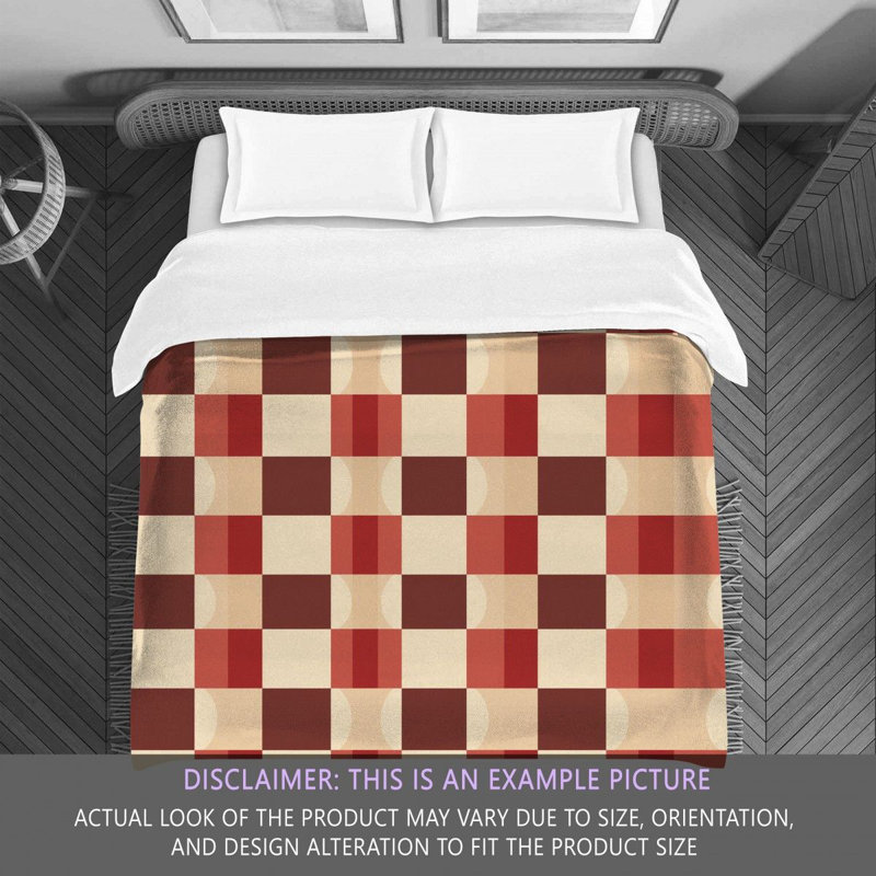 Machine Printed Comforter, King Comforter, Red/Beige Checkered