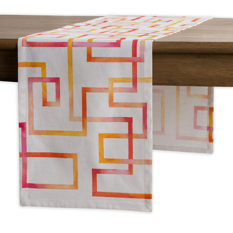 Geometric 100% Cotton Table Runner, 72" L x 14.5" W