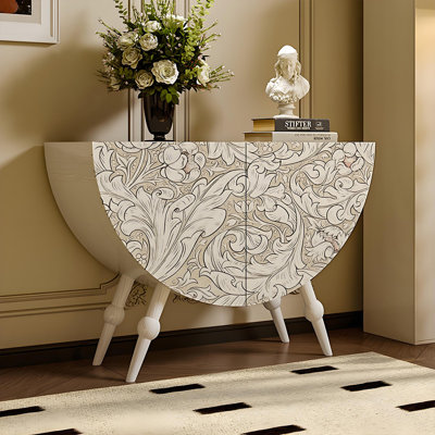 Modern Solid Wood Half-Round Storage Cabinet