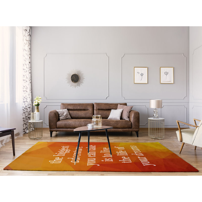 Tapis en chenille de polyester Quotes, Rectangle 5 pi x 7 pi