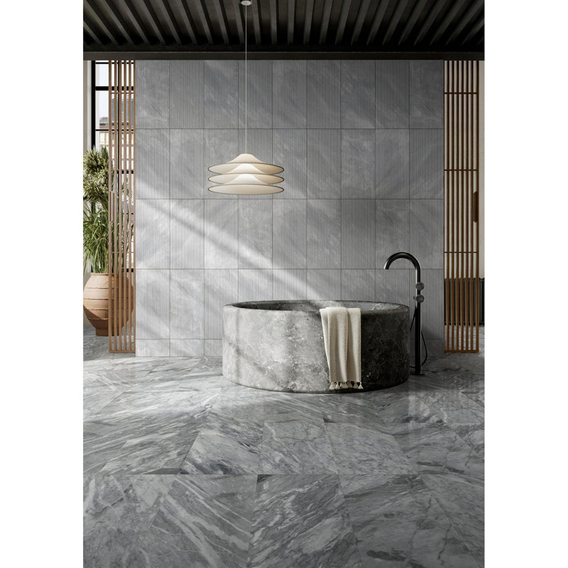 Gray Marble Wall Tile 12*24, Ol Textured, Natural Stone For Surf Shop, Art Wave Dance , Look