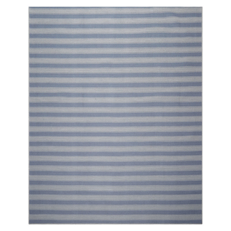 Tapis oriental multicolore tissé à la main à chevrons bleu ton sur ton, Rectangle 12 pi x 15 pi