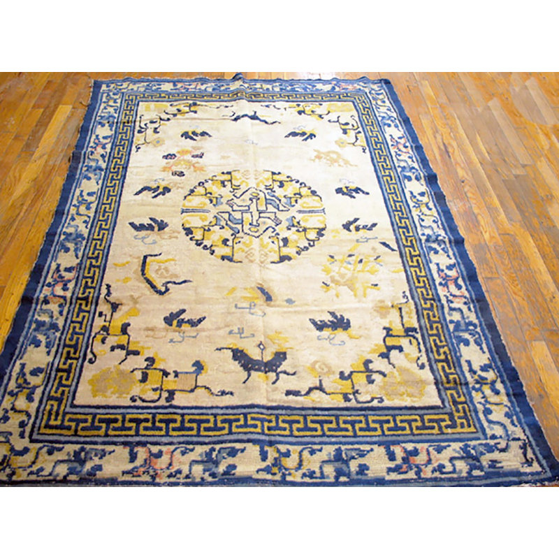 Antique Ningxia Small Scatter Size Wool Ivory Rug