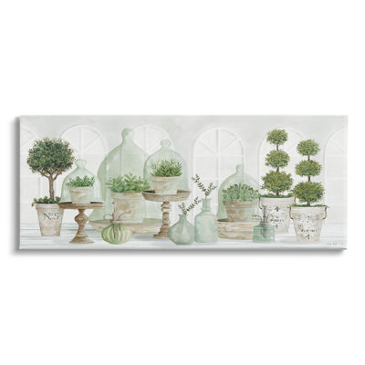 «Parisian Plant Table Table Green Leaves Traditional Cloches XL», art mural sur toile par Cindy Jacobs