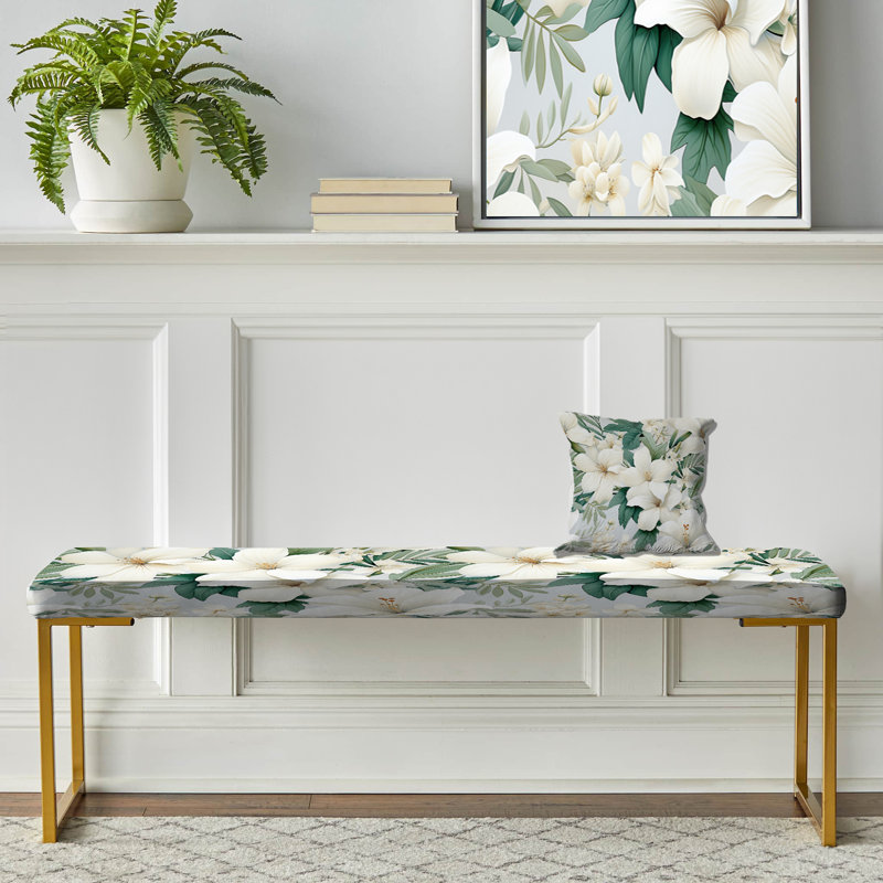Minimaliste, motif tropical I - banc rembourré tropical doré