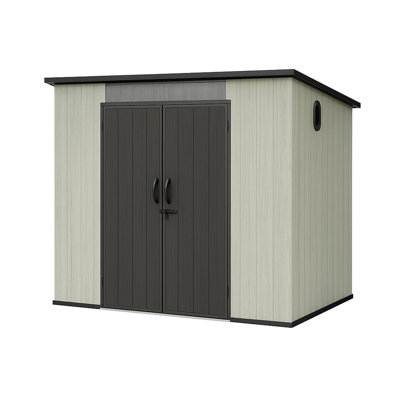 6x8ft Outdoor Resin Storage Shed With Transparent Windows, Gray
