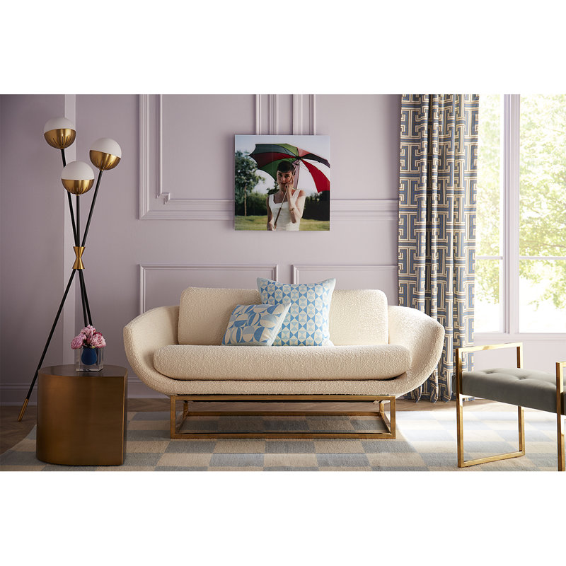 Olympus Oatmeal Velvet Round Arm 2-Seater Settee