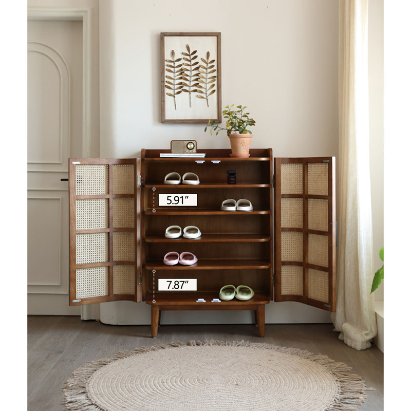 Meuble de rangement à double porte pratique en bois de frêne blanc rétro pour le salon et la chambre à coucher
