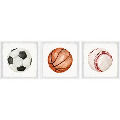 Let's Play Ball Triptych, ensemble de 3 pièces, reproduction encadrée