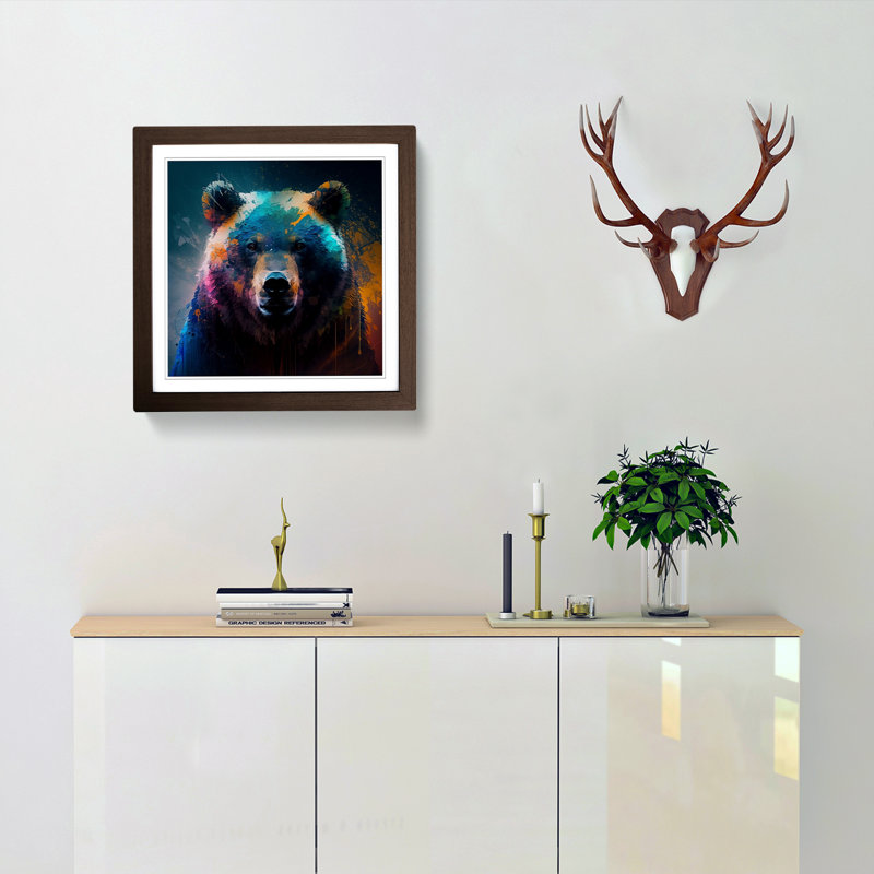 Bear Abstract Expressionism No.1 - Framed Print, Walnut