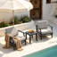 Ensemble de patio extérieur en teck pour deux personnes avec coussins et table d'appoint Polett-1778441823-1789999640-1789999641