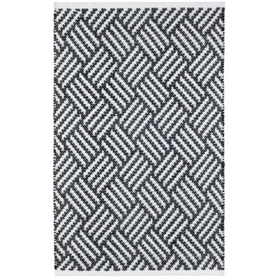 Crisscross Black Handwoven Indoor/Outdoor Rug