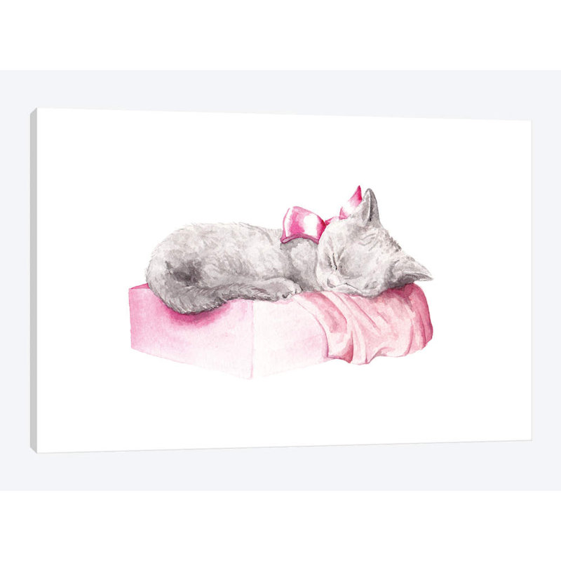 « sleepy chat »-impression sur toile tendue, H 8 po x l 12 po x P 0,75 po