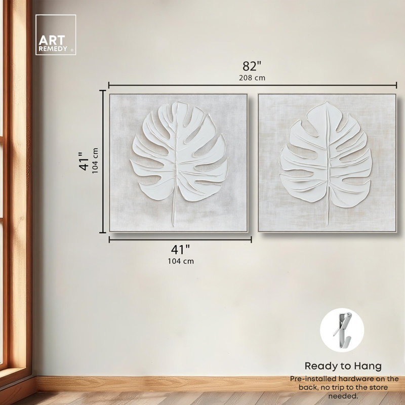"Luxe Botanicals", ensemble de 2 reproductions d'art sur toile par , H 41 po x l 41 po, Argent argent