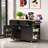 Rustic Farmhouse Kitchen Island with Power Outlet, Drop Leaf & 2 Stools, Ample Storage & Mobility-268923488