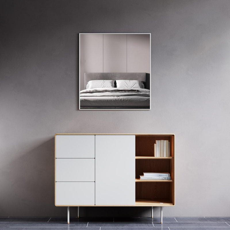 Miroir décoratif Akhilesh, H 31 po x l 30 po, Blanc