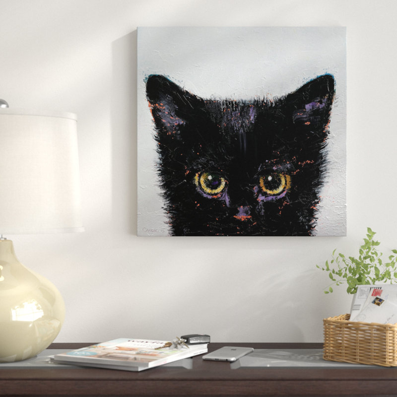 « black chat », peinture sur toile tendue, H 26 po x l 26 po x P 1,5 po