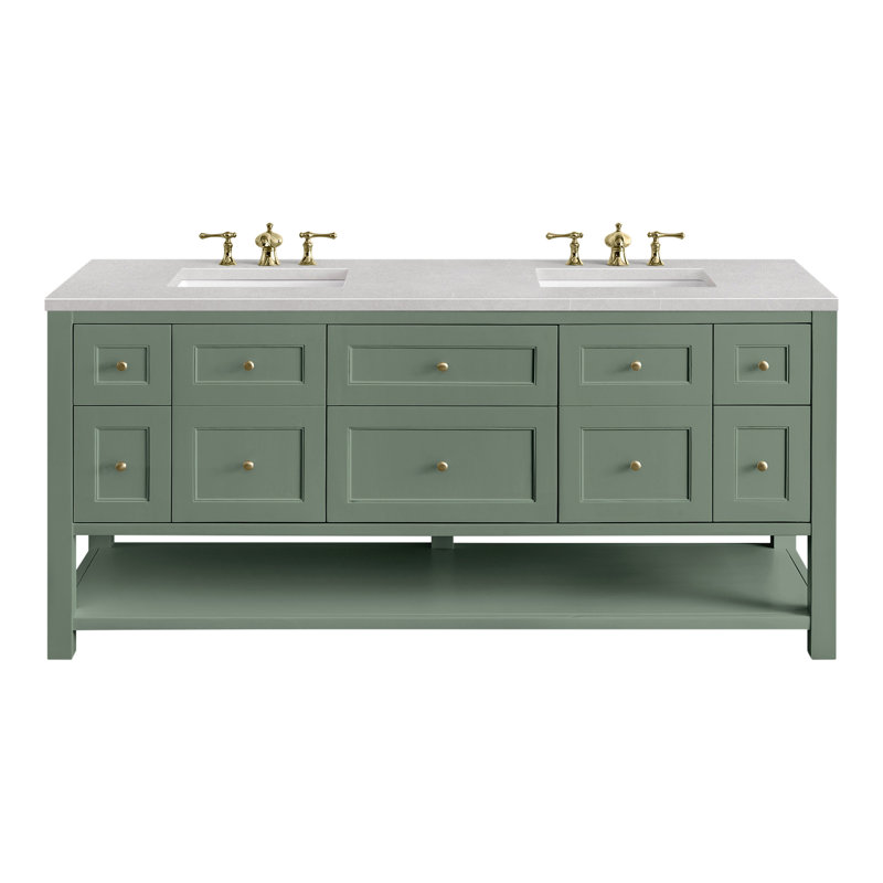 Breckenridge 72'' W Double Vanity, Ethereal Noctis, Smokey Celadon, 8" Widespread