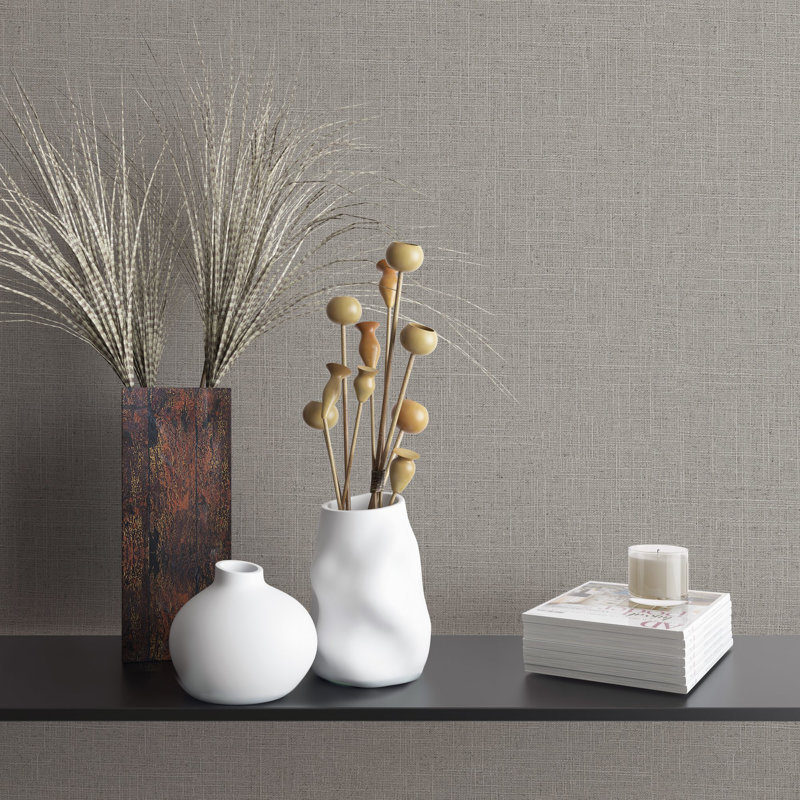 Rouleau de papier peint simple à texture simple Woods and Wicker Collection, Gris