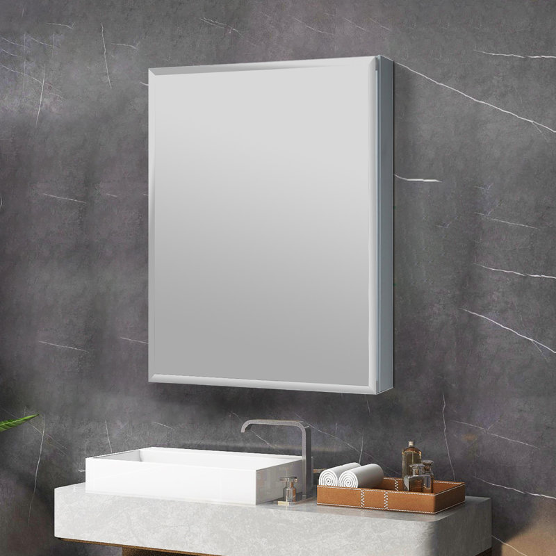 Armoire à pharmacie en aluminium Adine, H 30 po x l 23 po x P 3,75 po, Chrome satiné