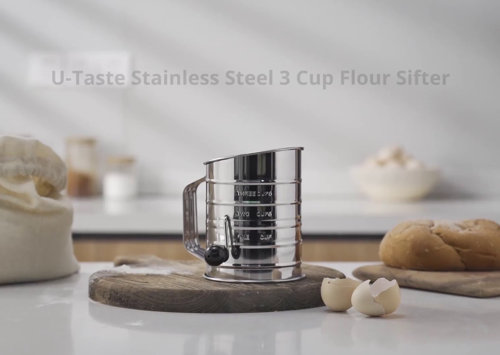  U-Taste Stainless Steel 3 Cup Flour Sifter with 4 Wire
