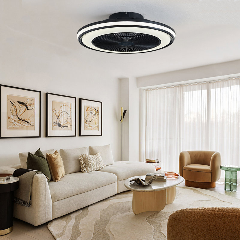 Ventilateur de plafond encastré intelligent à intensité variable 20 po avec télécommande / application / commande vocale Makaiyla, 6 vitesses, minuterie, moteur à courant continu silencieux