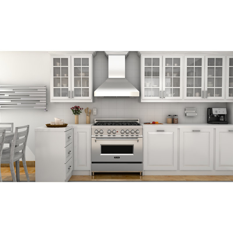 30" Stainless Steel Convertible Wall Mount Range Hood with Charcoal Filter