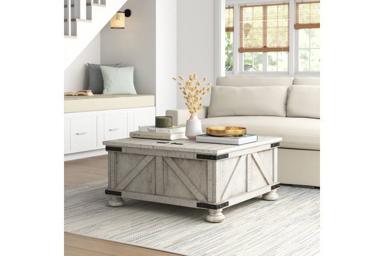 white washed lift top coffee table