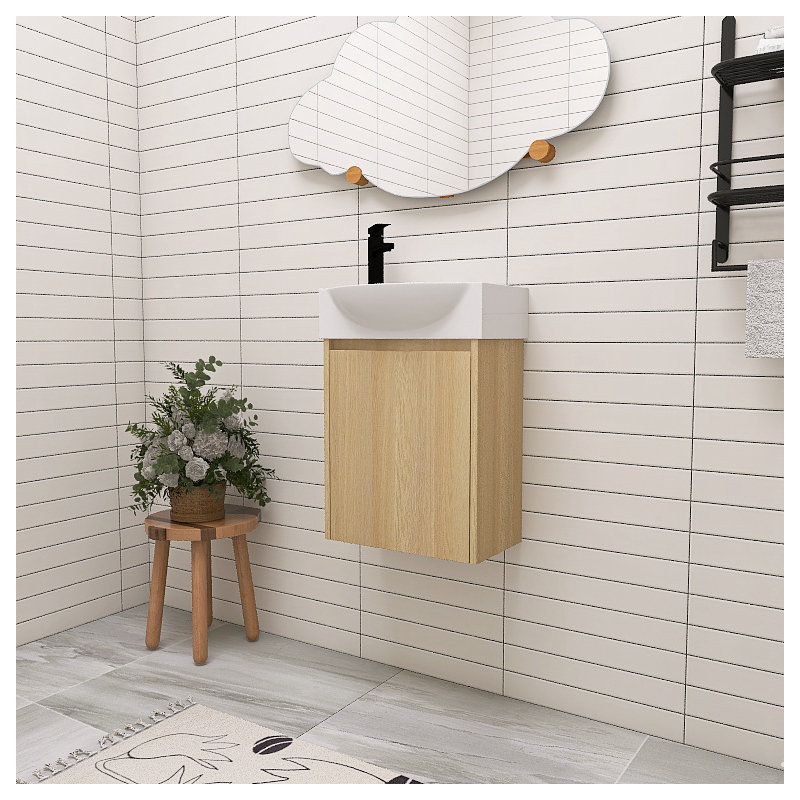 Meuble-lavabo simple 16 po avec plateau en résine Kearstyn, Beige