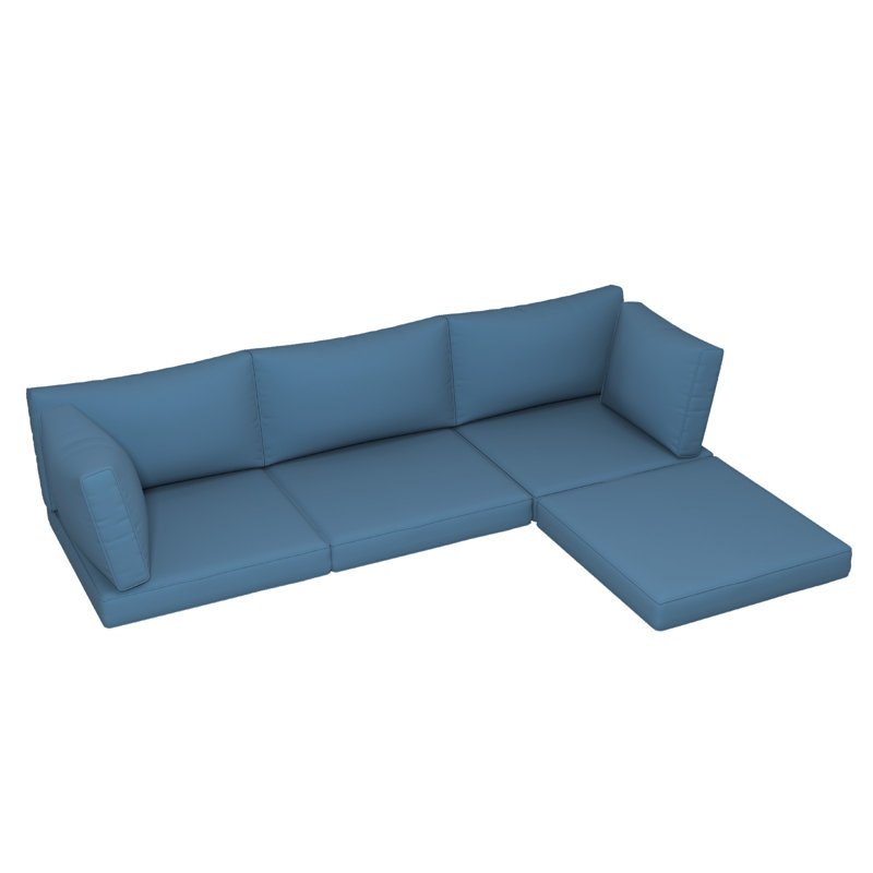 Upgraded 3.5" Deep Seat Outdoor Cushions For Patio Furniture, Waterproof & Fade Resistant Replacement For 4-Seat Patio Sectional Sofa With 5 Pillows