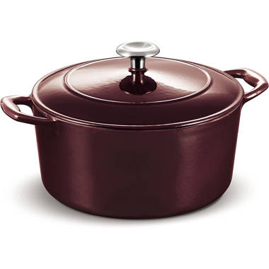 Crock Pot Zesty Flavors Enameled 5 Quart Cast Iron Round Braiser Pan with  Self - 9160698